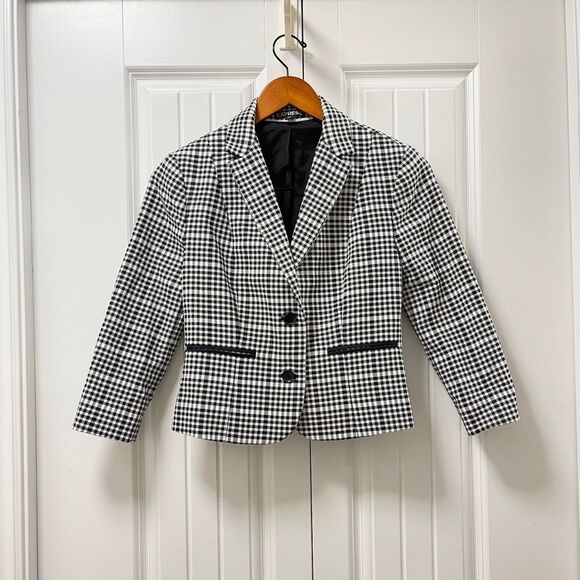 Express Houndstooth Plaid Black White Blazer - Picture 1 of 11